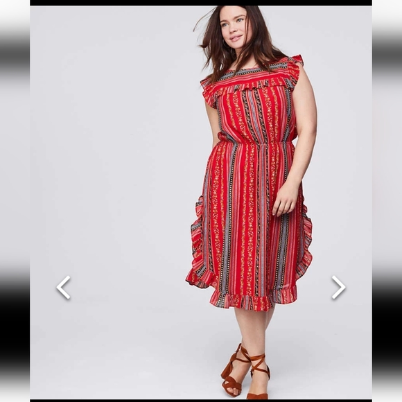 LOFT Dresses & Skirts - Loft plus size 20w red ruffle Midi dress